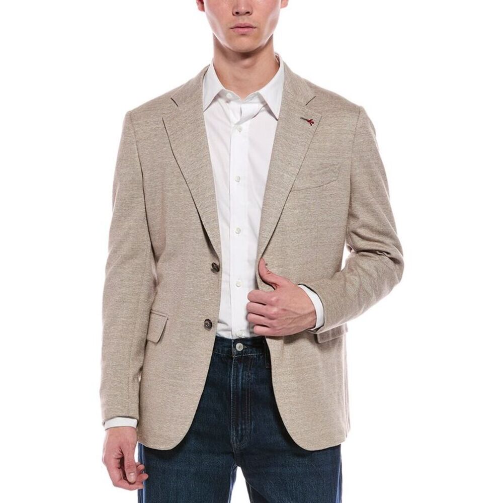 Isaia Mens Linen-Blend Jacket, Brown